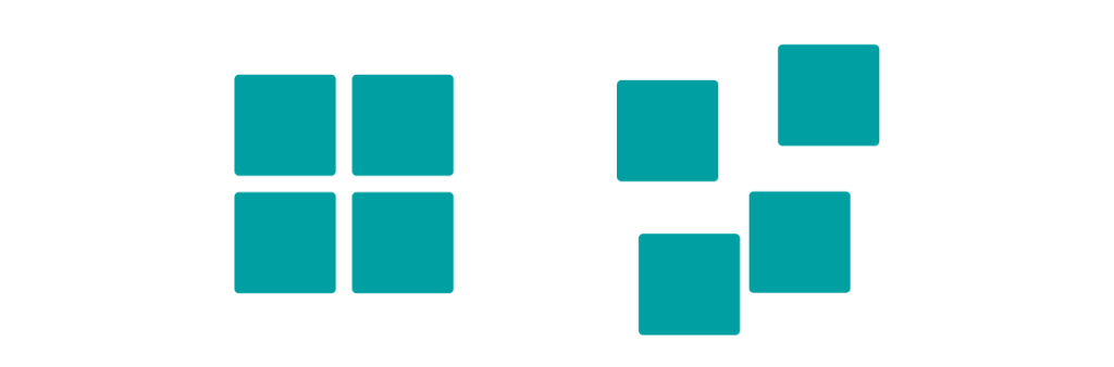 Eight blue box shapes showing the proximity theory | Gestalt Theory