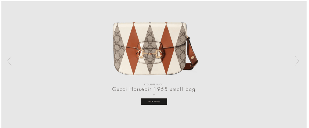 Gucci Horsebit 1955 small bag screenshot from the Gucci website | Good UX