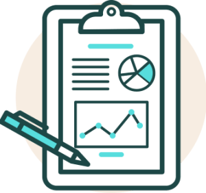 A clipboard with a paper of charts and graphs for website development consulting and training