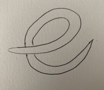 Initial drawing of an E for Envision Medical Group's new logo.