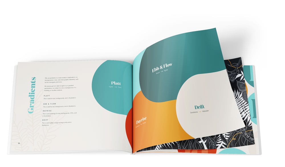 Perfect Afternoon Brand Book showing the color palette