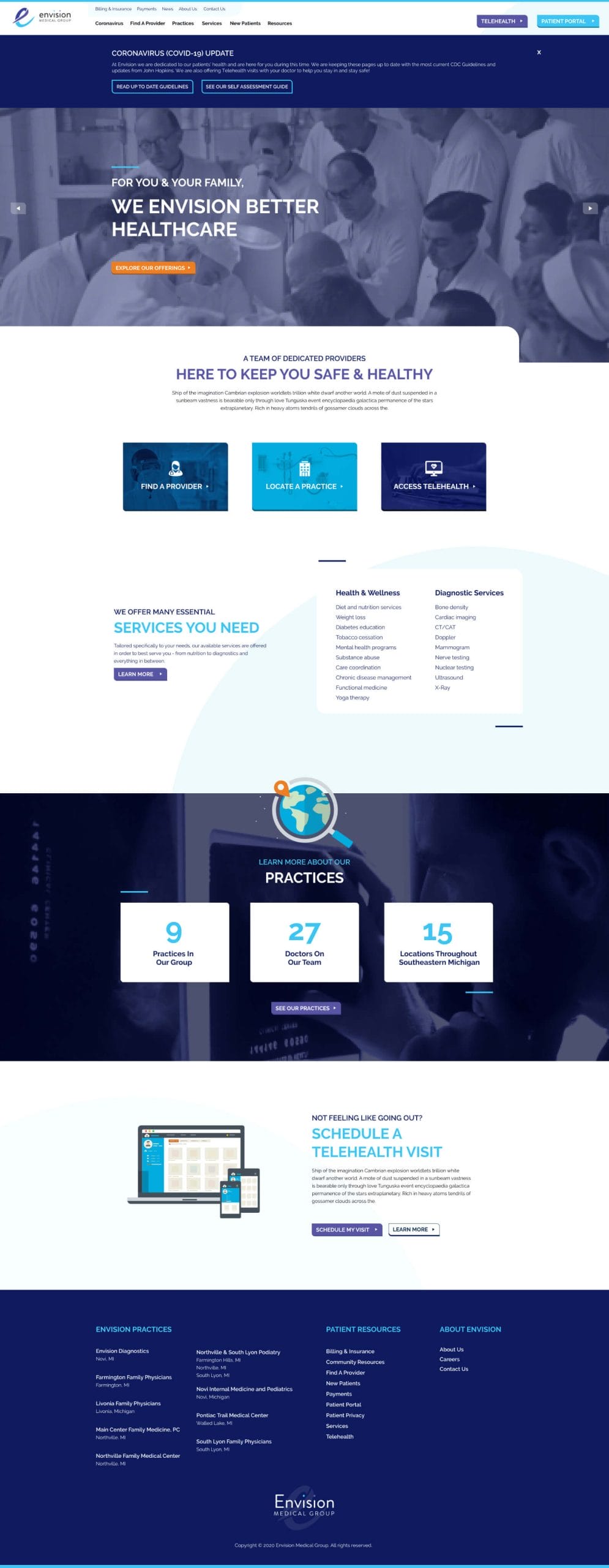 Image Boxing and design sheet for Envision Medical Group.