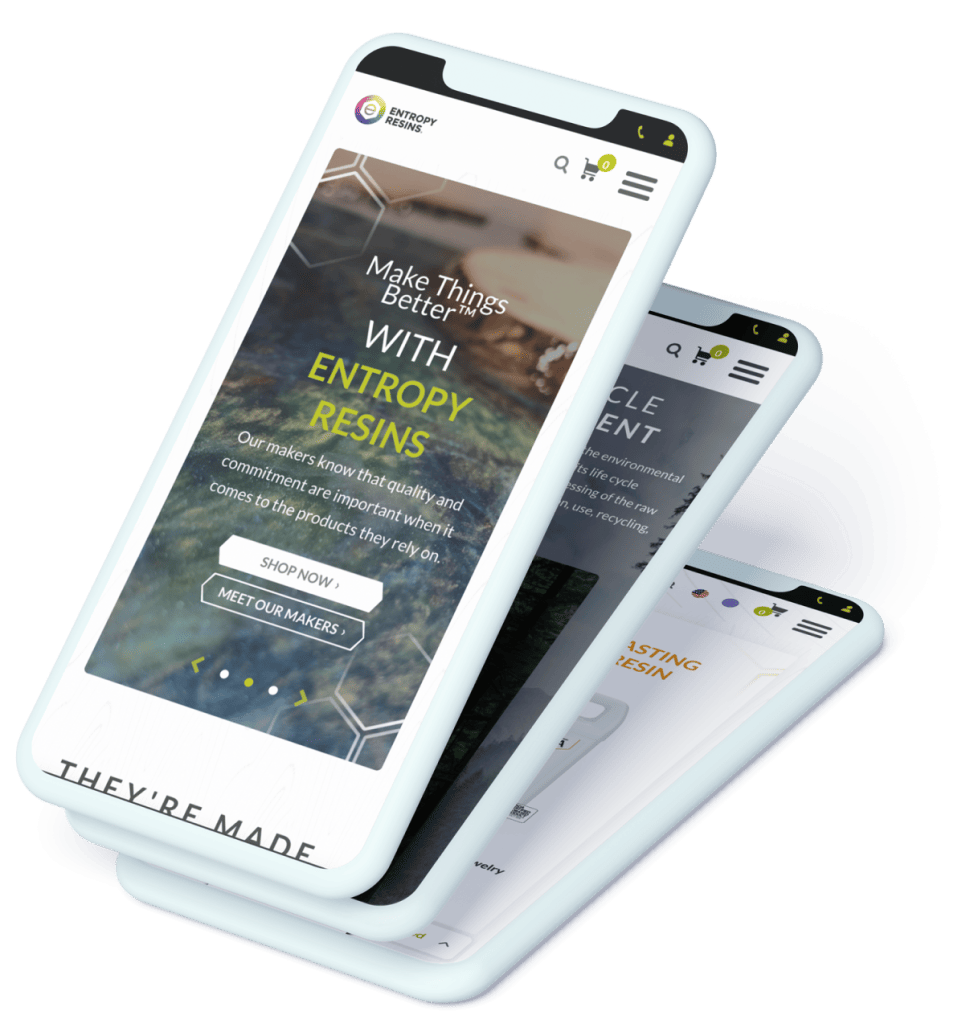 Entropy Resins website on iPhone devices