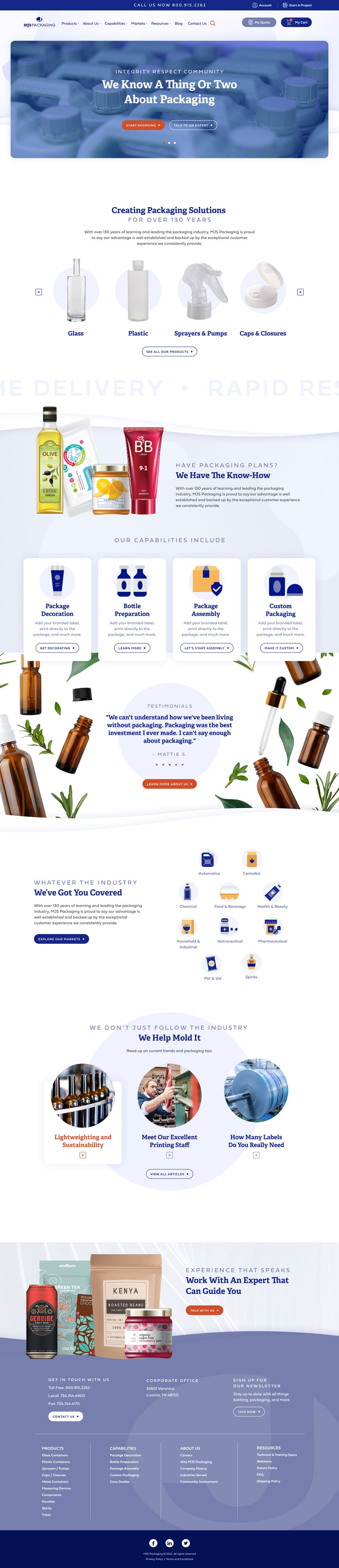 MJS Packaging Home Page Landing sequence