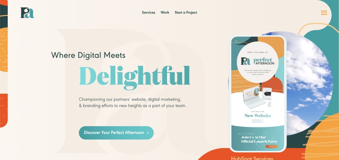 Perfect Afternoon home page design