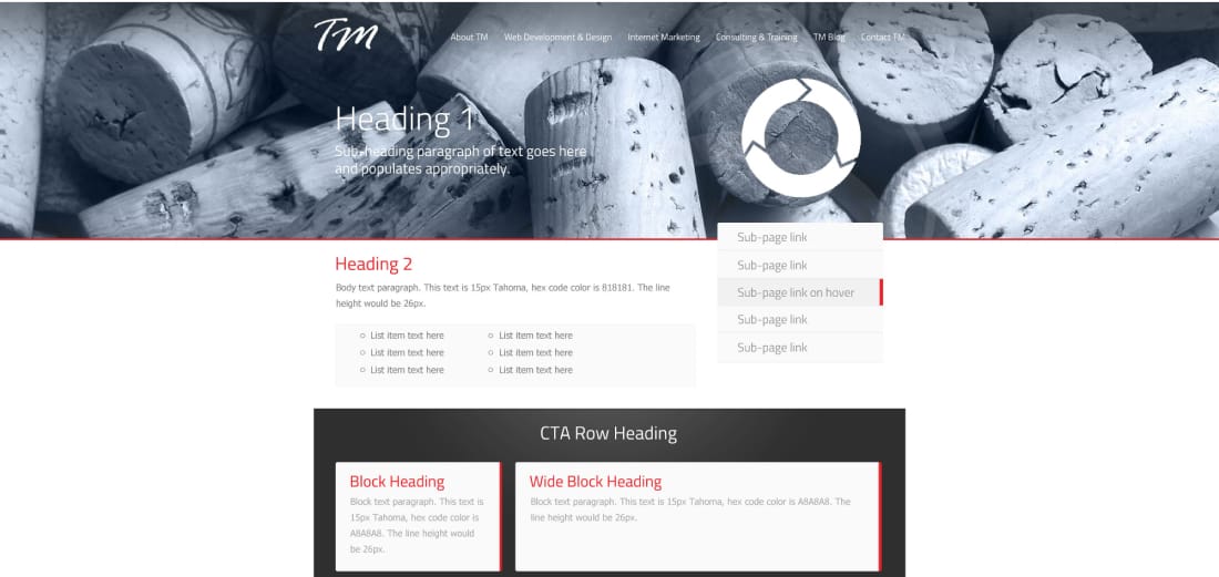 Trademark Productions home page website from a 2013 website build