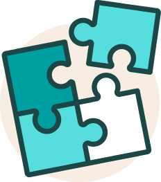 Four puzzle pieces with one not connected | Perfect Afternoon's core value of Collaboration