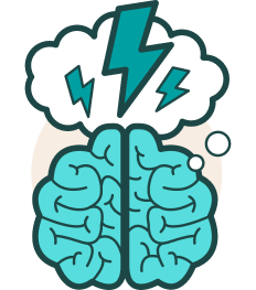 Brain illustration with thoughts and ideas coming out | Perfect Afternoon's core value of Creativity