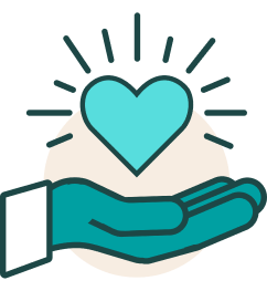 Illustration of a hand palming a heart | Perfect Afternoon's core value of Value