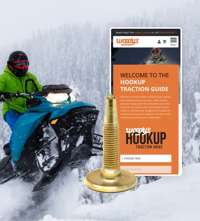 Woodys Snowmobile with Traction Guide and Part