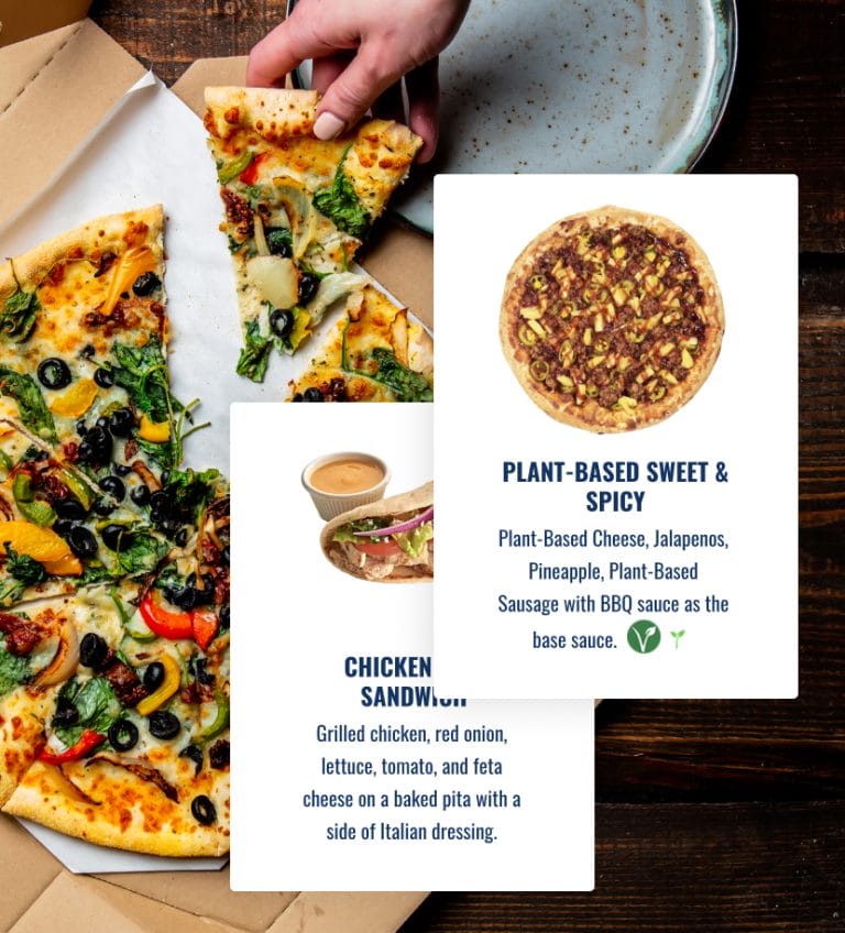 Cottage Inn Pizza in box-Plant Based Sweet and Spicy with Chicken Sandwich