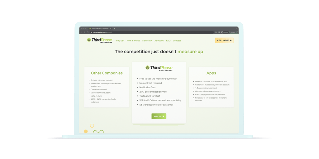 Website landing page for ThirdPhase Processors comparison with their competitors