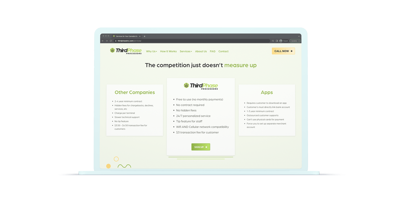 Website landing page for ThirdPhase Processors comparison with their competitors