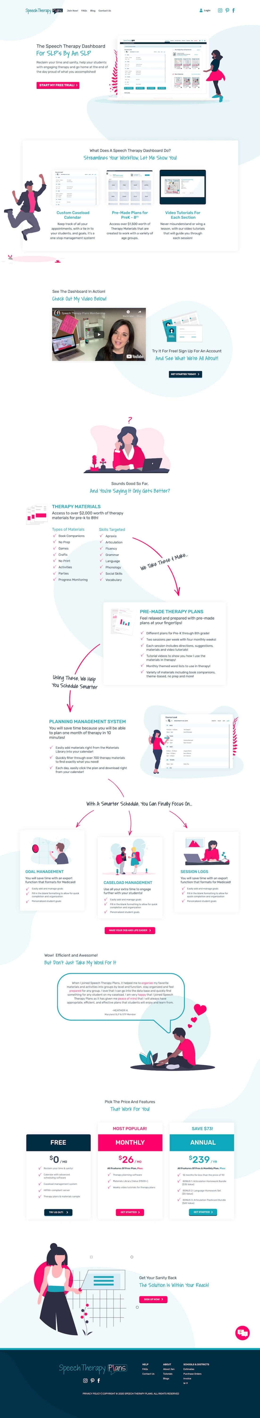 Speech Therapy Plans website home page