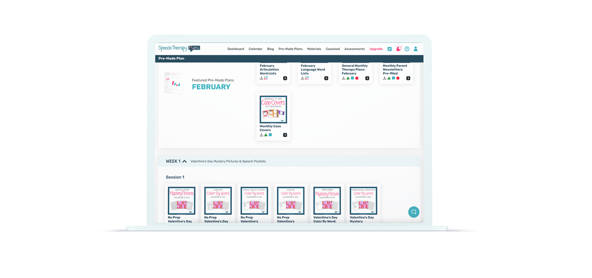 Speech Therapy Plans monthly plans with Pre-Made lessons