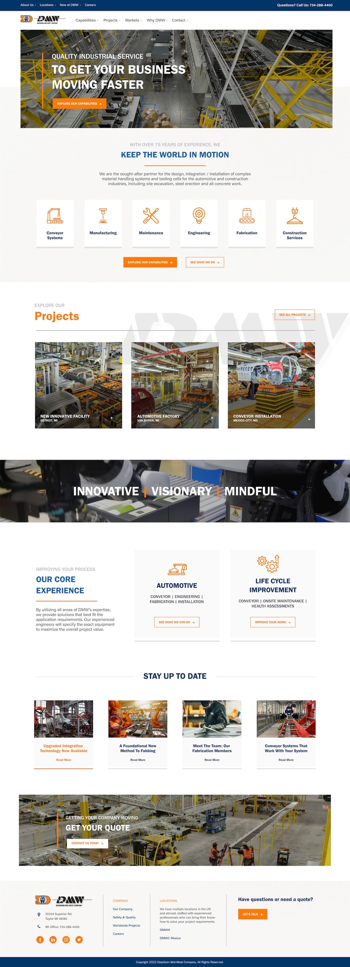 Home page of the Dearborn Mid-West Company's website, developed by Perfect Afternoon.