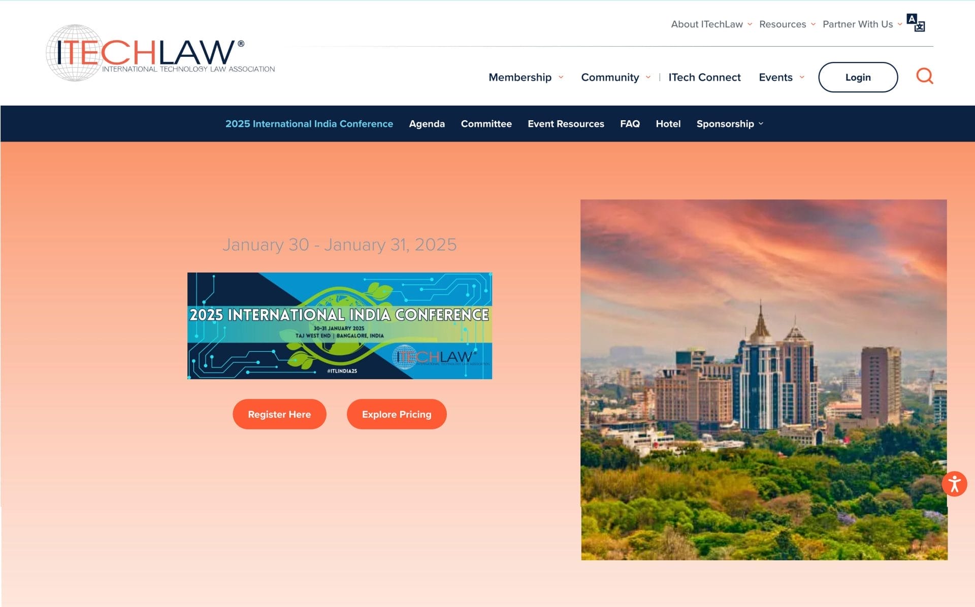 ITech Law's home page for individual event mini sites.