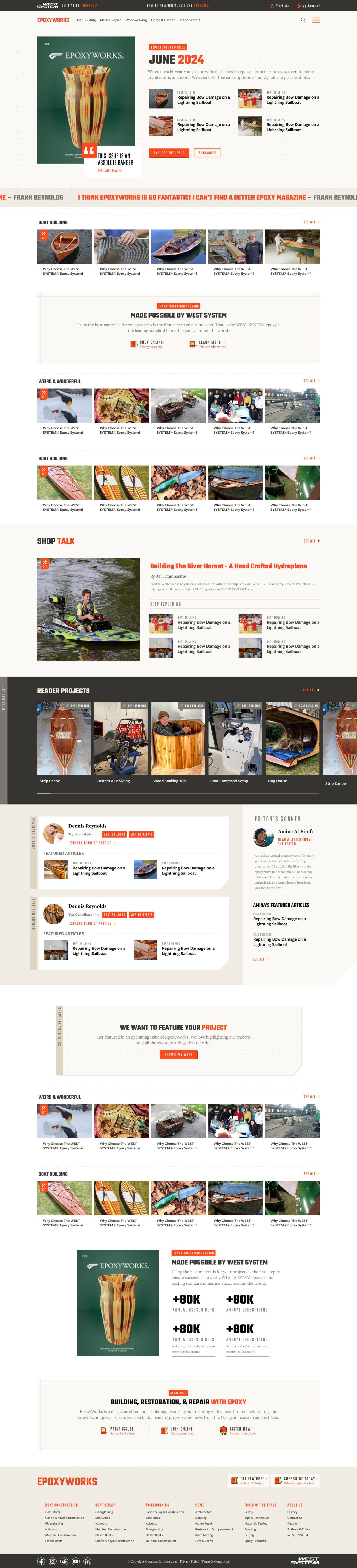 Epoxywork website home page layout