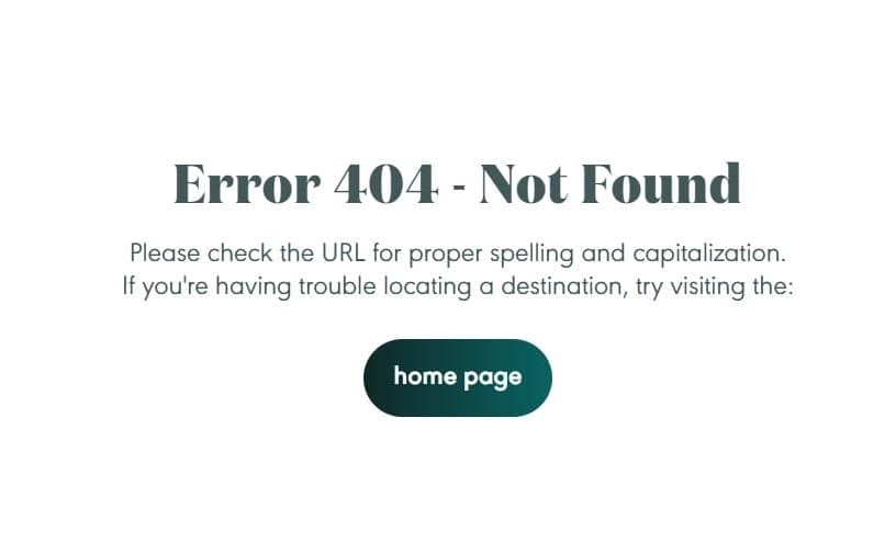 404 page example on Perfect Afternoon's website