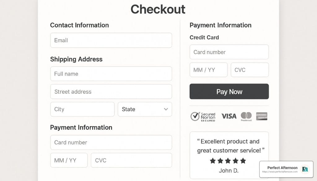 Checkout page on a eCommerce website.