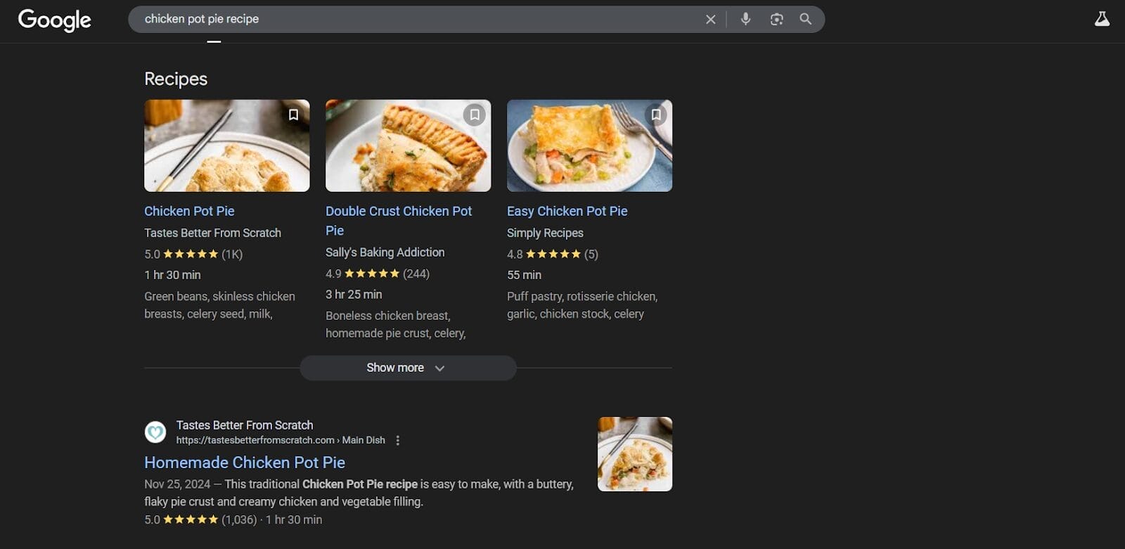 An example of a traditional Google Search Result