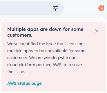 HubSpot AWS Outage 2025