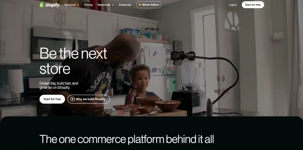 Shopify eCommerce website builder hero section design